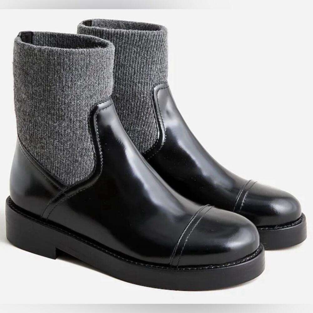 J. Crew spazzo Rib-cuff boots in Italian leather black multiple women’s sizes